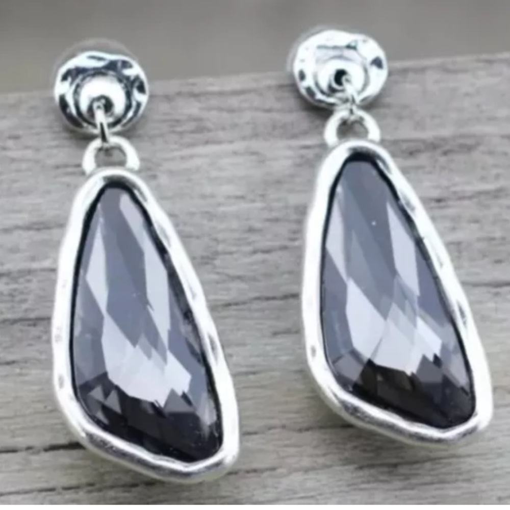 SUPERSTITION • Boho Earrings • Smoke Gray Crystal
